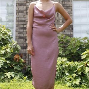Lulus Blush Pink Cowl Neck Midi Dress